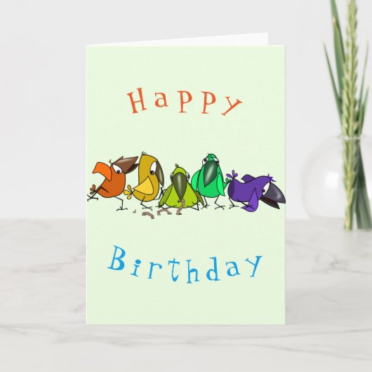 ベビー誕生日カカラフルードバード – おもしろい カード (正面)