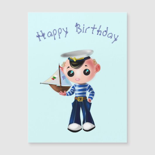 ベビー誕生日カードと小さなセーラーボーイ (正面)