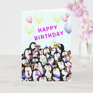 ベビー誕生日カードハッピーペンギンバースデーパーティー カード