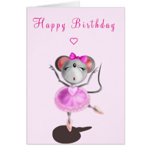ベビー誕生日カードバレエダンサーマウス – Ballerina