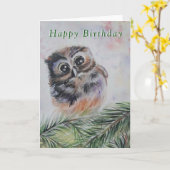 ベビー誕生日カードベビーフクロウ絵画- カード (黄色い花)