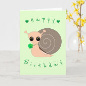 ベビー誕生日カードラッキーカタツムリとクローバー カード (黄色い花)