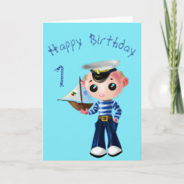 ベビー誕生日カードリトルセーラーボーイ – あなたのテキスト カード