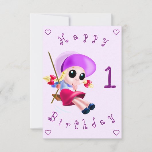 ベビー誕生日カード小さな女の子あなたの年を振る カード (正面)