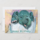 ベビー誕生日カード象の孵化卵 –  (正面)