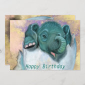 ベビー誕生日カード象の孵化卵 –  (正面/裏面)