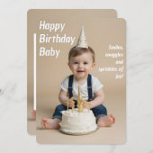 ベビー誕生日カード(インスタントダウンロード) 招待状 (正面/裏面)