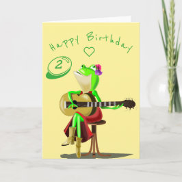 ベビー誕生日カード(ギタープレーヤーカエル付) カード