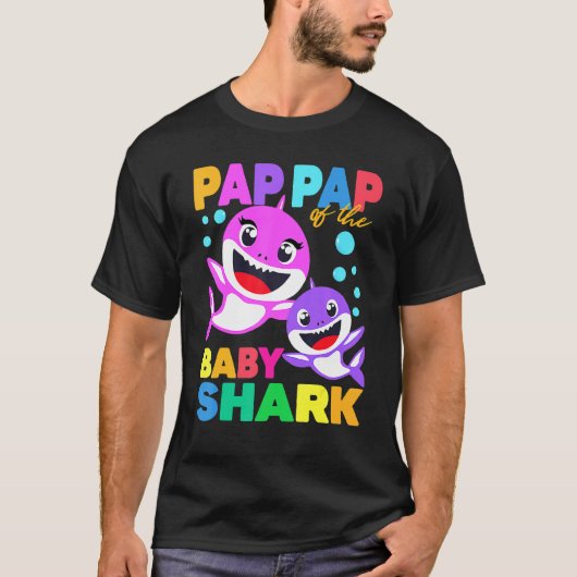 ベビー誕生日シャークPapシャークCのPap Pap Tシャツ (正面)