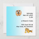 ベビー誕生日パーティー招待犬漫画 招待状 (裏面)