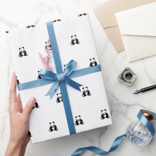 ベビー誕生日ブラックパンダクリーンシンプル ラッピングペーパー (ギフト)