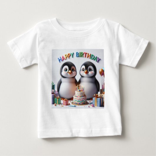 ベビー誕生日Tシャツ（ペンギン付） ベビーTシャツ (正面)