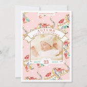 ベビー誕生発表カード – 装飾象 案内状 (正面)