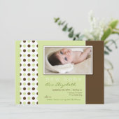 ベビー誕生発表セージグリーン水玉模様 案内状 (スタンド正面)