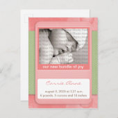 ベビー誕生発表ピンク水玉模様 案内ポストカード (正面/裏面)