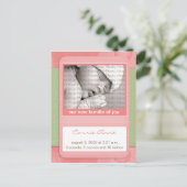 ベビー誕生発表ピンク水玉模様 案内ポストカード (スタンド正面)