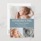 ベビー誕生発表フォトブルー 案内ポストカード (正面/裏面)