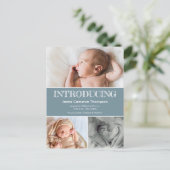 ベビー誕生発表フォトブルー 案内ポストカード (スタンド正面)