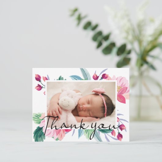 ベビー誕生発表写真ありがとう ポストカード (スタンド正面)