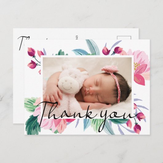 ベビー誕生発表写真ありがとう ポストカード (正面/裏面)