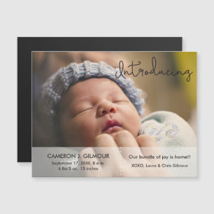 ベビー誕生発表写真の紹介スクリプト マグネット招待状