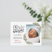 ベビー誕生発表写真カードのエレガントフローラ 案内ポストカード (スタンド正面)