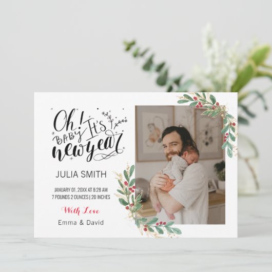 ベビー誕生発表写真カードのエレガントフローラ 案内状 (スタンド正面)