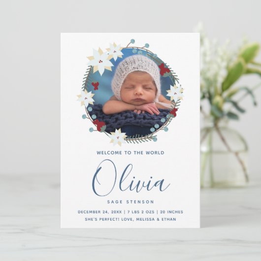 ベビー誕生発表写真クリスマス シーズンカード (スタンド正面)