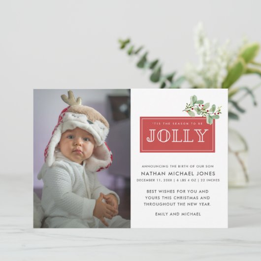 ベビー誕生発表写真クリスマス シーズンカード (スタンド正面)