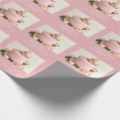 ベビー誕生発表写真ピンクガールスクエア ラッピングペーパー (角)
