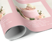 ベビー誕生発表写真ピンクガールスクエア ラッピングペーパー (ロールコーナー)