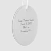 ベビー誕生発表写真ユニセックス白黒 オーナメント (正面)