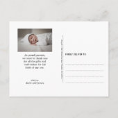 ベビー誕生発表写真緑はがき 案内ポストカード (裏面)