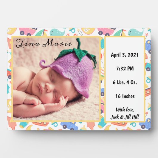 ベビー誕生発表写真 フォトプラーク (正面)