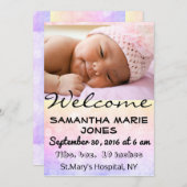 ベビー誕生発表女子または男カスタマイズの子 案内状 (正面/裏面)