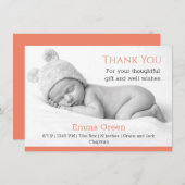 ベビー誕生発表感謝コーラルカード (正面/裏面)