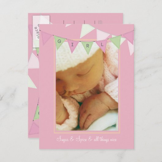 ベビー誕生発表用バナー写真はがき 案内ポストカード (正面/裏面)