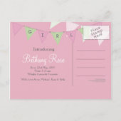 ベビー誕生発表用バナー写真はがき 案内ポストカード (裏面)