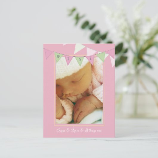 ベビー誕生発表用バナー写真はがき 案内ポストカード (スタンド正面)