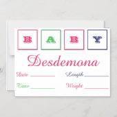 ベビー誕生発表薄型磁気カード マグネット招待状 (正面)