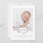 ベビー誕生発表 | フローラ飾り写真 招待状 (正面)