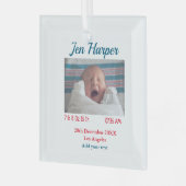 ベビー誕生統計の追加名場所日付保存用メモ ガラスオーナメント (正面左)