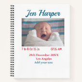 ベビー誕生統計の追加名場所日付保存用メモ ノートブック (正面)