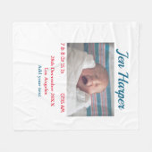 ベビー誕生統計の追加名場所日付保存用メモ フリースブランケット (正面(横))