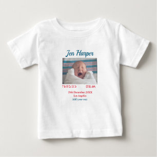 ベビー誕生統計の追加名場所日付保存用メモ ベビーTシャツ