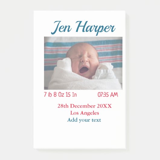 ベビー誕生統計の追加名場所日付保存用メモ ポストイット (正面)