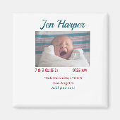 ベビー誕生統計の追加名場所日付保存用メモ マグネット (正面)