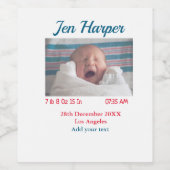 ベビー誕生統計の追加名場所日付保存用メモ ワインラベル (シングルラベル)