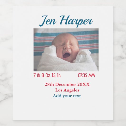 ベビー誕生統計の追加名場所日付保存用メモ ワインラベル (シングルラベル)