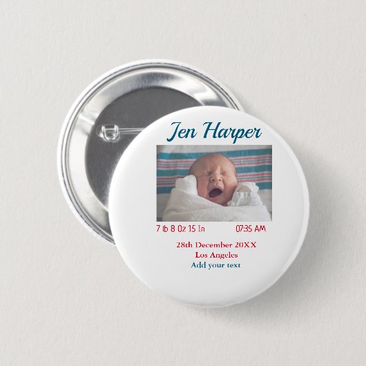 ベビー誕生統計の追加名場所日付保存用メモ 缶バッジ (正面&裏面)